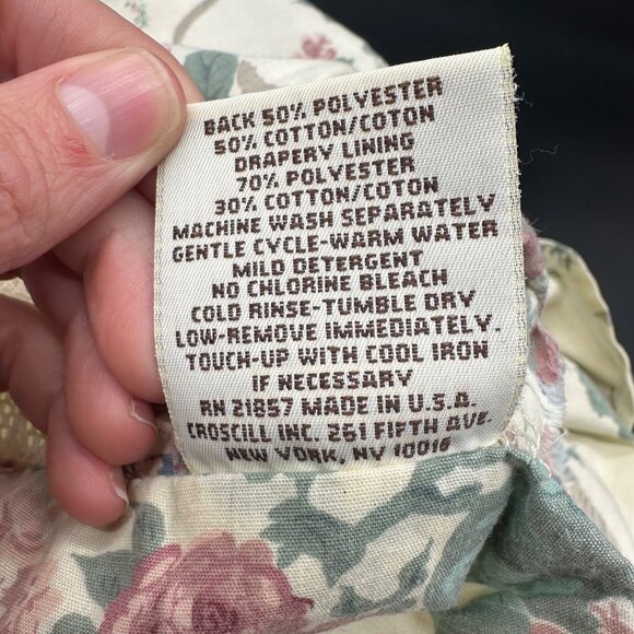 Vintage King Size Pillowcases Croscil Floral Ruffles Lace 1980s USA Pink Cream - Picture 5 of 9